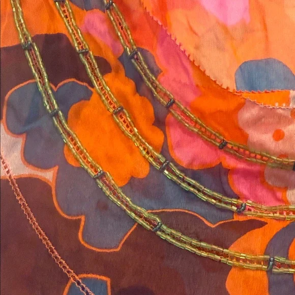 Diane Von Furstenberg Vibrant Orange Floral Blouse - Picture 3 of 5